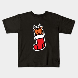 Tiger Christmas Stocking Bambu Brand Holiday Kids T-Shirt